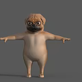 3D Cartoon Pug Character In Standing Pose With Outstretched Arms And Exaggerated Expression