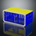 Blue Framed Structural Model With Yellow Top And Architectural Design Elements 3d model
