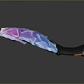 Colorful Crystal Pattern Knife With Black Handle Orange Accent Modern Design Isolated On Gray Background