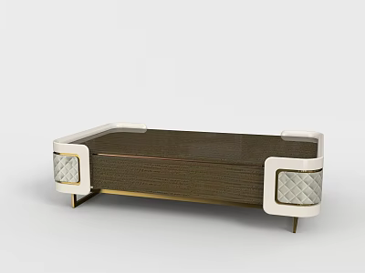 Modern Coffee Table With Dark Wooden Top And White Metal Frame Accents 3d model