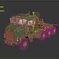 Green Heavy Duty Military Truck With Multiple Wheels And Cargo Transport Features