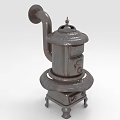Wrought Iron Vintage Style Stove With Chimney And Decorative Base