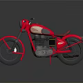 Red Stylish Vintage Yamaha Motorcycle Featuring Classic Design Black Tires Leather Seat