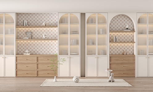 French Bookcase Cream Bookcase 3d model