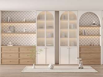 French Bookcase Cream Bookcase 3d model