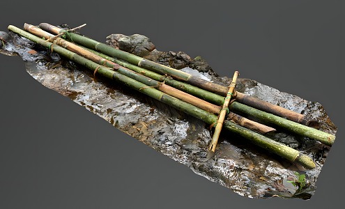 modern bamboo raft 3d model