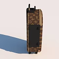 Brown Classic Pattern Trolley Suitcase with Black Handle and Wheels for Travel