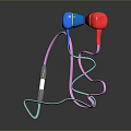 Blue And Pink In Ear Headphones With Cable And Control Module Electronic Device