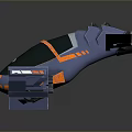 3D Designed Aircraft Model With Blue Orange Stripes And Wing Structure