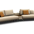 Modern Beige Sofa Coffee Table Combination With Decorative Pillows And Sleek Design 3d model