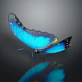 Vibrant Blue Butterfly With Iridescent Wings On Dark Background And Reflection 3d model