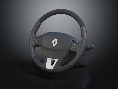 Modern Renault Automotive Steering Wheel With Control Buttons And Black Rim Design 3d model