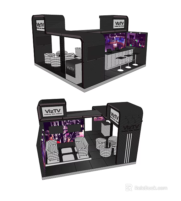 Modern VRTY Exhibition Display Shelves With Purple Lighting And Multi Tier Product 3d model 