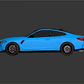 Blue Sports Car With Black Roof Sporty Design Sleek Body Red Brake Calipers Reflective Surface