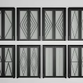 Multiple Sliding Doors With Geometric Patterns And Black Glass Frames 3d model
