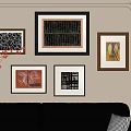 Photo Wall With Various Framed Artworks In Different Styles For Living Room Decorative Arrangement