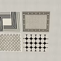 Stylish Square Rugs With Various Geometric Patterns For Modern Home Decor 3d model