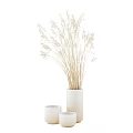 White Ceramic Vase With Dried Flowers And Small Cups For Home Decor