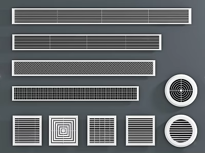 Modern Air Conditioner Vents with Various Design and Shape Styles Options 3d model