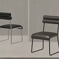 Modern Dining Chairs With Leather Seats And Metal Frames In Black Brown