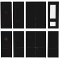 Black Hinged Doors With Various Designs And Decorative Details For Interior Use 3d model