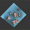 Fresh Pink And White Mushrooms Arranged On Blue Mat For