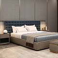 Modern Background Double Bed Double Bedside Cabinet Combination Bed 3d model