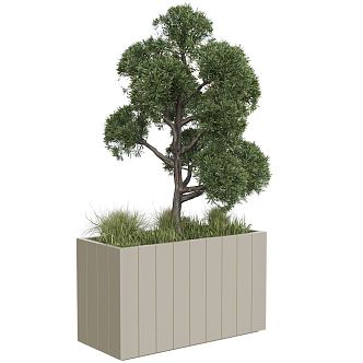 Outdoor green plant landscape tree flower bed 3d model