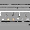 Modern Track Spotlights And Recessed Downlights Arranged In Display Rows Design