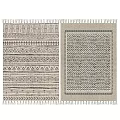 Square Rugs With Geometric Patterns Woven Design And Tassel Trim For Home Decor