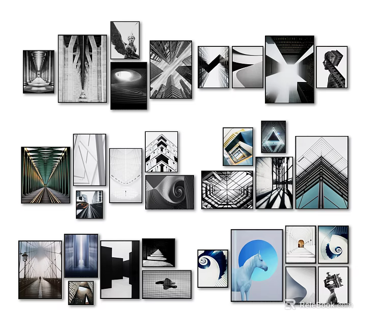 Modern Abstract Art Prints With Various Designs For Home Wall Decor 3d model 