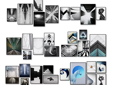 Modern Abstract Art Prints With Various Designs For Home Wall Decor 3d model