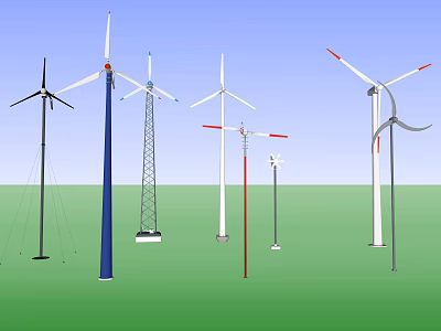 Various Types Of Industrial Wind Turbine Equipment For Renewable Energy Applications 3d model