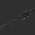 Modern Black Tactical Rifle With Long Barrel Scope And Magazine