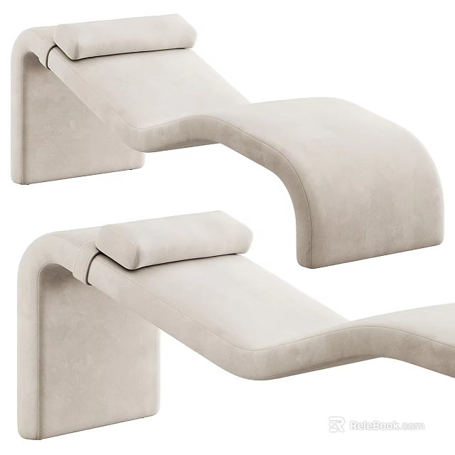 Modern Beige Upholstered Lounge Chair With Curved Design And Comfortable Cushion 3d model 