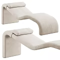 Modern Beige Upholstered Lounge Chair With Curved Design And Comfortable Cushion