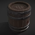 Traditional Wooden Barrel With Metal Hoops Wooden Top And Rivets For Home Storage