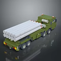 Green Military Truck Mounted With Multiple White Missile Launch Tubes Weapon System