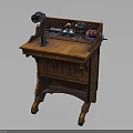 Antique Electronic Apparatus Vintage Wooden Cabinet with Horn Knobs Coils and Classic Design
