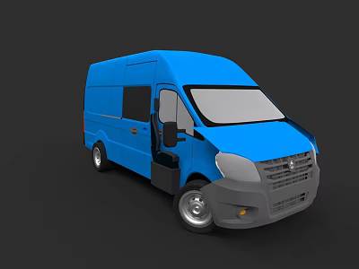 Blue Cargo Van With Side Doors Windows And Modern Front Exterior Design 3d model