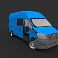 Blue Cargo Van With Side Doors Windows And Modern Front Exterior Design