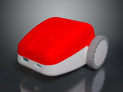 Red And White Portable Modern Compact Mobile Computer Device With Wheels 3d model