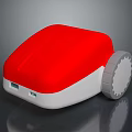 Red And White Portable Modern Compact Mobile Computer Device With Wheels 3d model