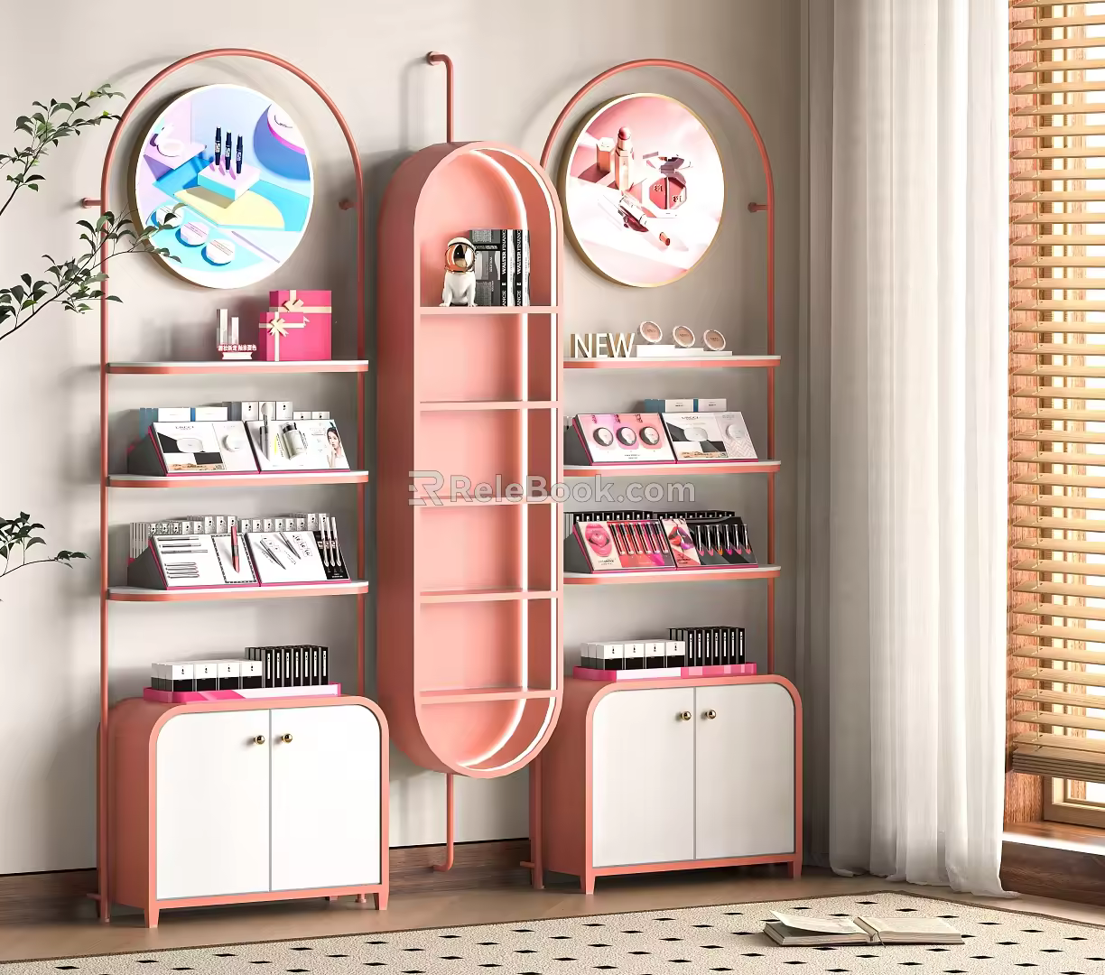 Modern Cosmetics Display Cabinet Skin Care Products Display Stand Display Desk Trade Show Counter Container 3d model