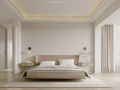 Modern Bedroom Home Bedroom Double Bedside Chandelier Bedside Cabinet Bedside Cabinet Single Sofa Floor Lamp 3d model