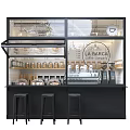 La Barca Cafe Interior With Coffee Bean Jars Counter And Black Stools 3d model