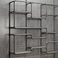 Iron Pipe Wall Mounted Open Shelving Unit With Geometric Design For Storage And 3d model