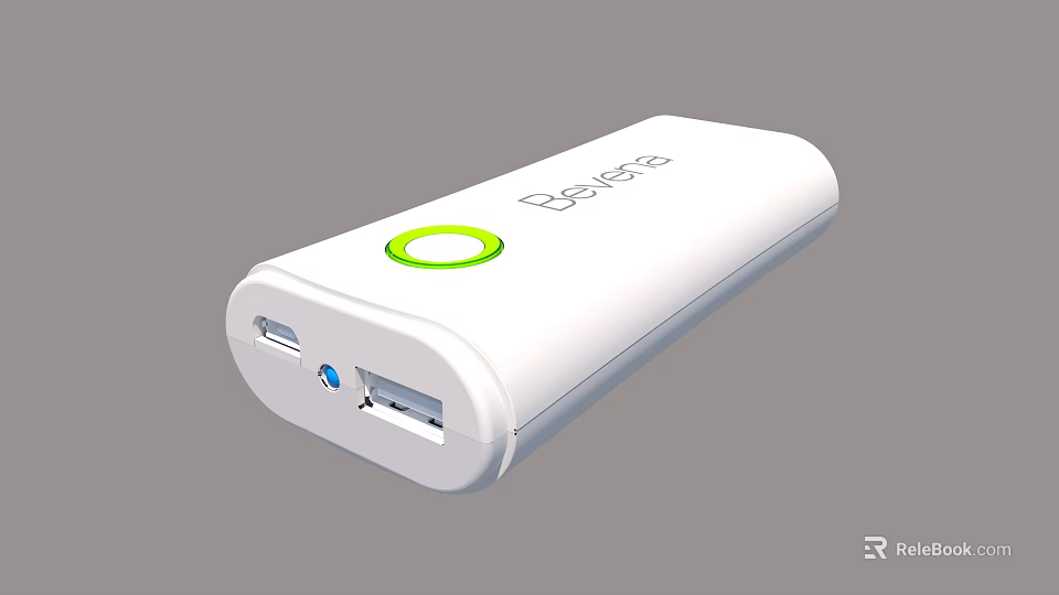 Beileshi White Power Bank With Green Indicator And Dual USB Ports 3d model 