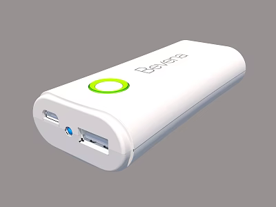 Beileshi White Power Bank With Green Indicator And Dual USB Ports 3d model