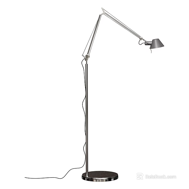 Modern Minimalist Floor Lamp With Adjustable Flexible Metal Arm And Sleek Design 3d model 